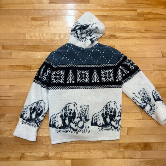 Vintage Plush Full Zip Fleece Fuzzy Coat Jacket Snow Cabin Polar Bear Plus 1X - Picture 2 of 15